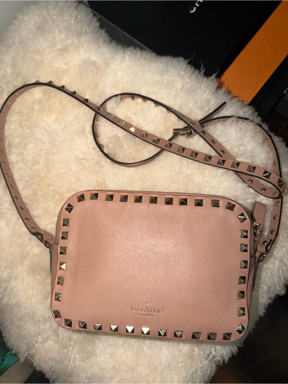 Valentino Garavani Blush Pink Rockstud Leather Crossbody